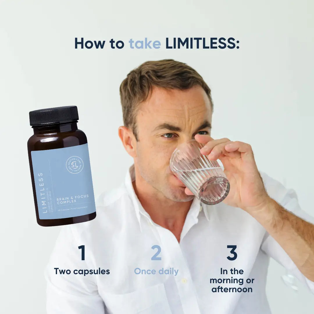 LIMITLESS Brain Health with Lion's Mane and Citicoline (60 Capsules) SentroLabs