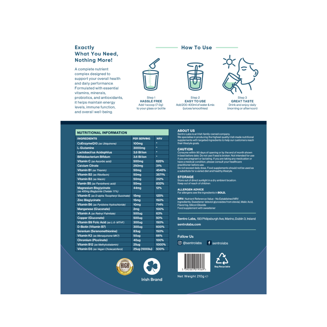 Advanced Multivitamin Powder. Energy, Immunity & Wellbeing (30 servings)