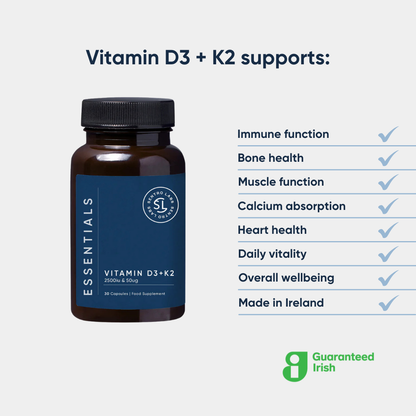 VITAMIN D3 + K2 for Immunity, Joints, Mood and Energy (30 Capsules)