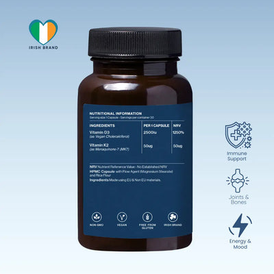 VITAMIN D3 + K2 for Immunity, Joints, Mood and Energy (30 Capsules) SentroLabs